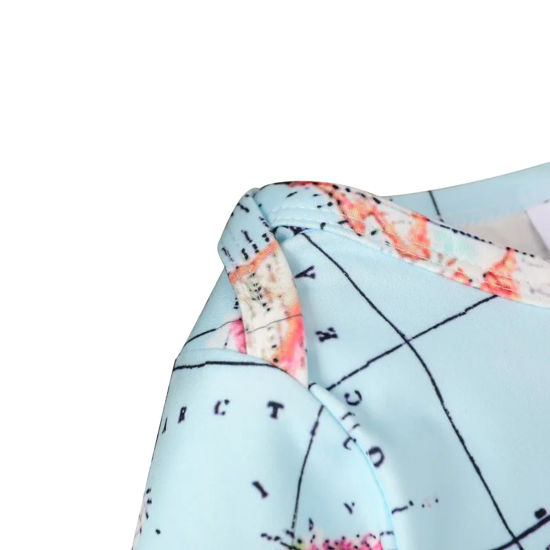 

Spring Baby Casual Set 3Pcs Infant Map Pattern Romper Long Sleeve Trousers Bodysuit With Hat Headband Outfits