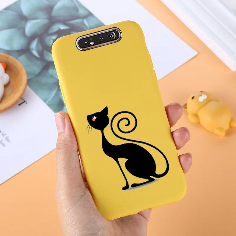 056 Yello ТПУ чехол для samsung Galaxy A80 силиконовый милый для samsung задняя крышка A 80 A805F A50 A70 A10 A20 A10S A40 протектор черный - Цвет: 056