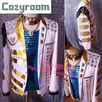 hot korean new personalized concert stage costumes nightclubs dj bars male singers suit mens fashion mirror surface tide jacket