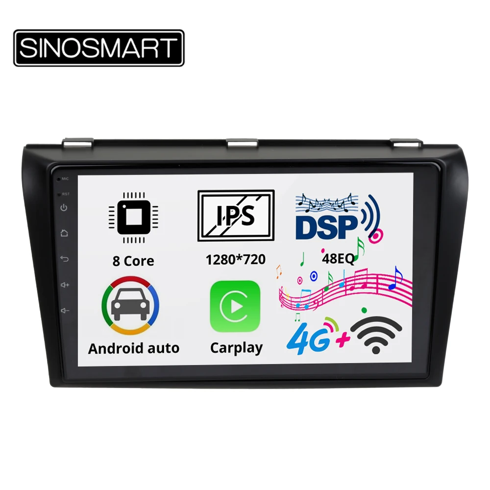 Автомобильный мультимедийный плеер Sinosmart 2DIN IPS/QLED 2.5D gps радио навигация для Mazda 3 2002 2008|Автомагнитолы| |