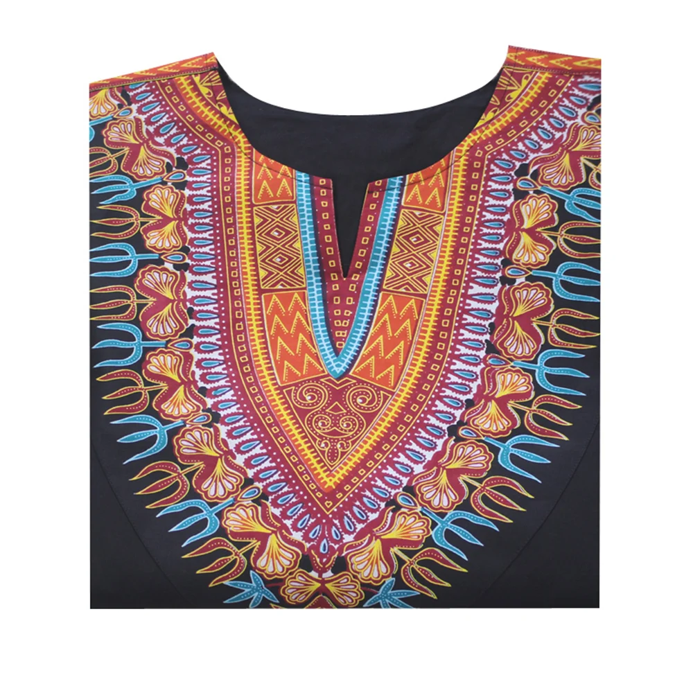 

Dashikiage African Dashiki Pattern Print Short Sleeve WAX Fabric Tops Shirt Super Plus Size