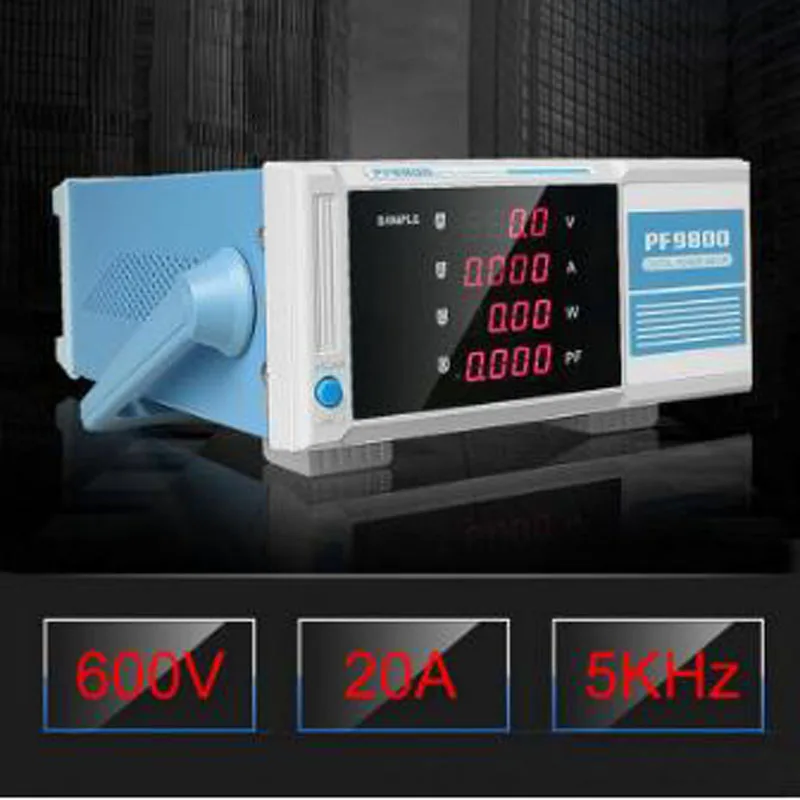 

Digital Power Meter PF9800 Intelligent Power Tester 600V 20A Bandwidth 5KHz Electrical Parameter Measuring Instrument