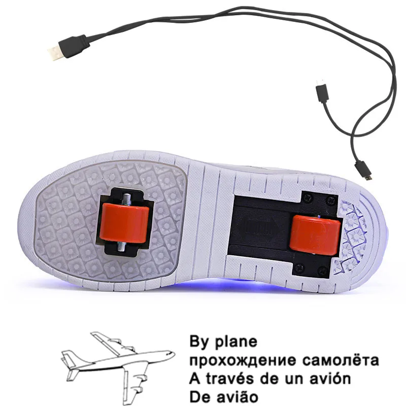 

Roller Sneakers for Kids Boys Size 29-40 LED Light Up Shoes with Double Wheels USB Charging Skate Shoes for Children Boys Girls
