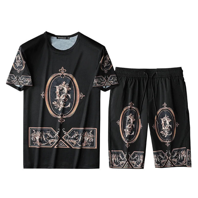 

2021 new Shorts men's five-point pants summer casual sports suit men's trend of slim short-sleeved men's T-shirt set of thin