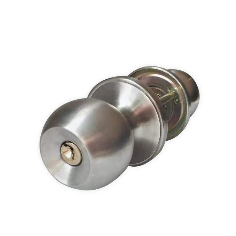 

Stainless Steel Rounds Door Knobs Handle Entrance Passage Lock Key Set