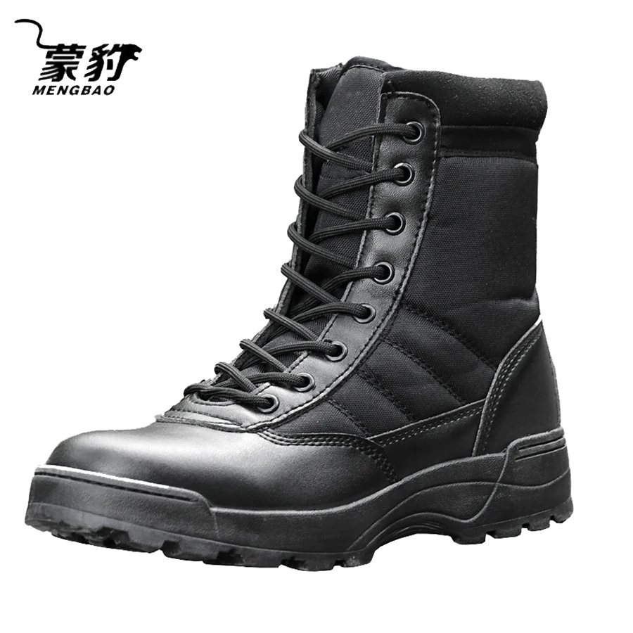 Мужские черные тактические военные армейские ботинки дышащие кожаные сетчатые