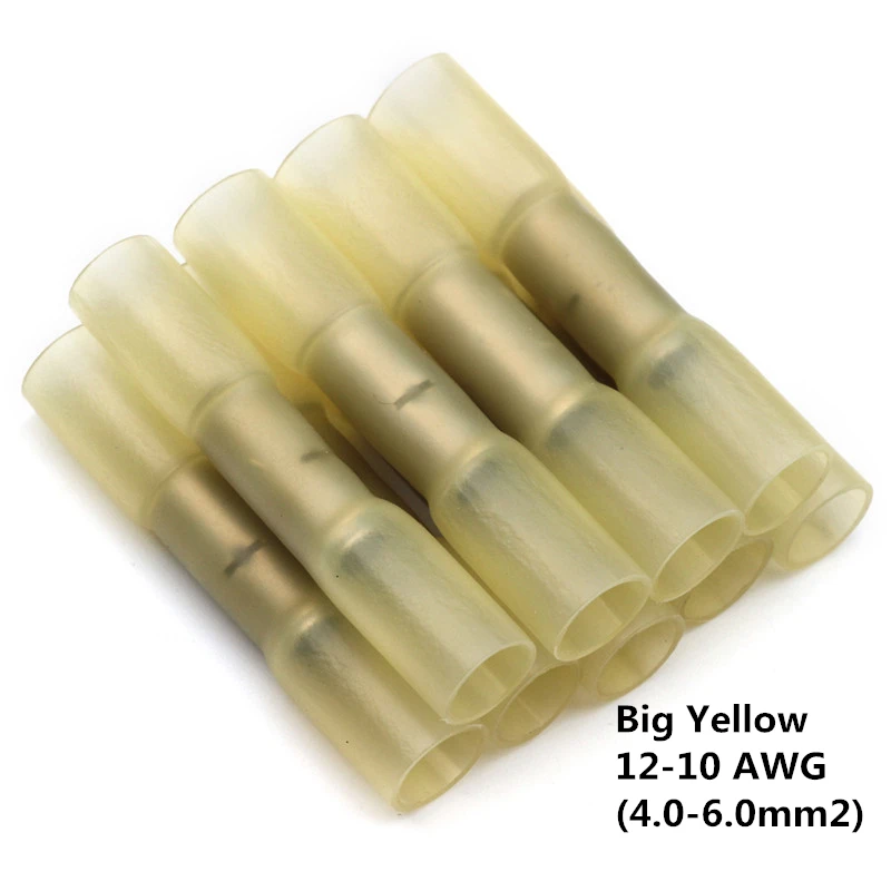 Big Yellow 10/20/25/50 шт. термоусадочные клеммы изолированные электрические соединители проводов AWG 22-10 для обжимки клемм соединитель Комплект - Цвет: Big Yellow