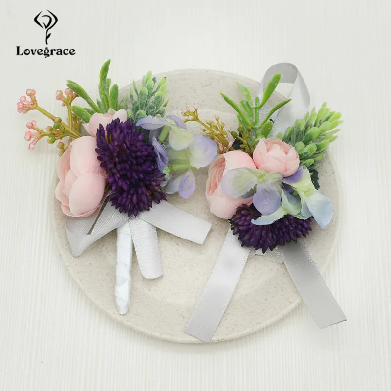 Фиолетовая Роза искусственные браслеты цветы бутоньерка фотографический