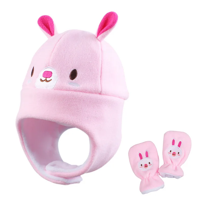 Cartoon Baby Polar Fleece Hat Glove Set Toddler Boy Girl Shark Molding Cap Infant Warm Earflap Polyester Elastic Super Soft | Детская