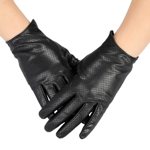 Перфорированные дышащие перчатки из натуральной кожи для езды на мотоцикле и гонок