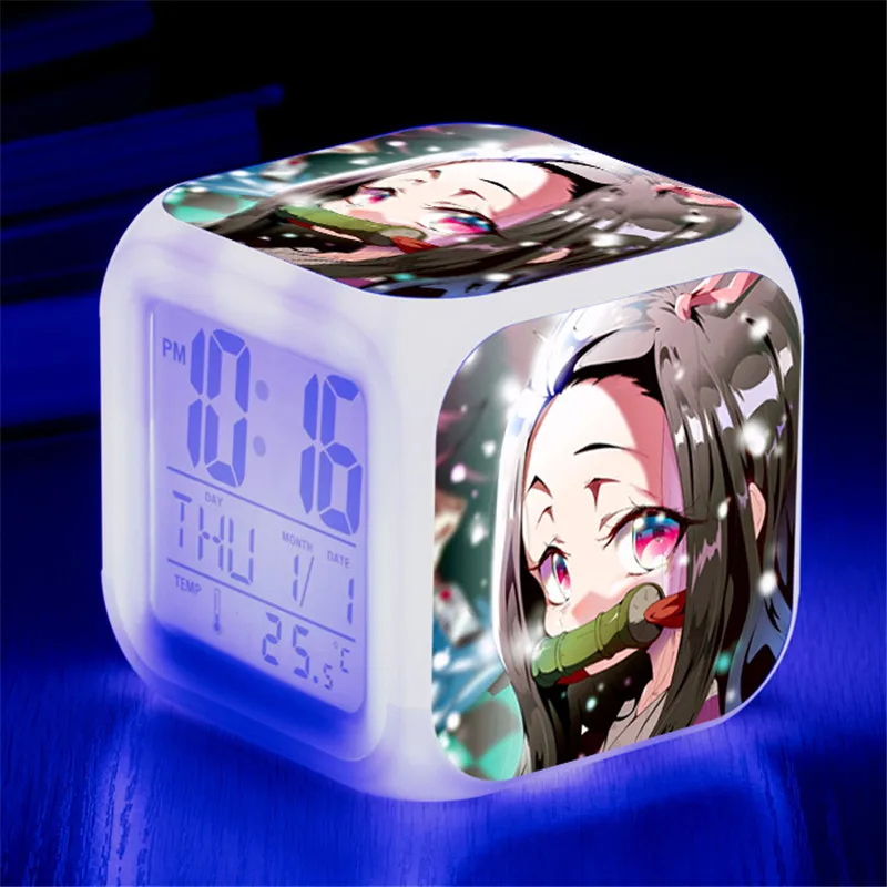 Demon Slayer Kimetsu No Yaiba Tsuyuri Kanawo Alarm Clock LED 7 Color Flash Changing Touch Light Funny Kids Toys Xmas | Игрушки и хобби