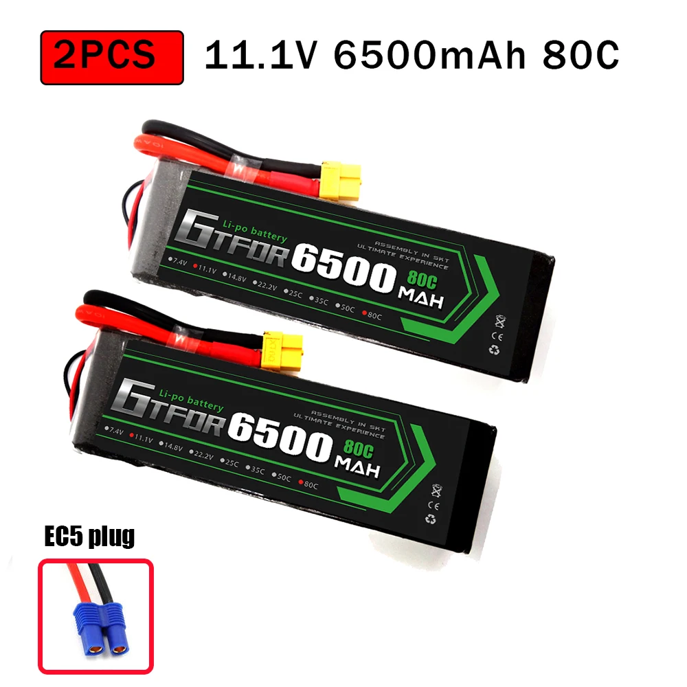 2PCS6500SOFTEC5 GTFDR 2 шт. RC батарея Lipo 7,4 V 11,1 V 2S 3S 6000MAH 6500MAH 6200MAH 7000mah 50C 60C 80C 100C 120C для RC Stampede автомобильный Дрон - Цвет: 2PCS6500SOFTEC5