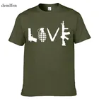 Мужская футболка с круглым вырезом и коротким рукавом, новая хлопковая футболка с надписью LOVE Gun, крутая забавная Футболка с принтом, мужские футболки