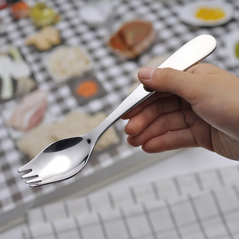 Вилка из нержавеющей стали 304 интегрированная ложка для фруктового салата милая