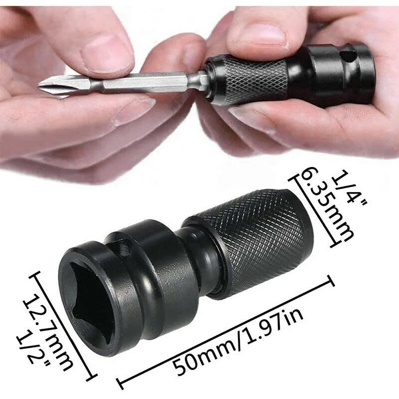 

4Pcs Wrench Socket Adapter 1/2inch Square Drive To 1/4inch Hex Shank Ratchet Socket Adapter Impact Tool Driver Converter