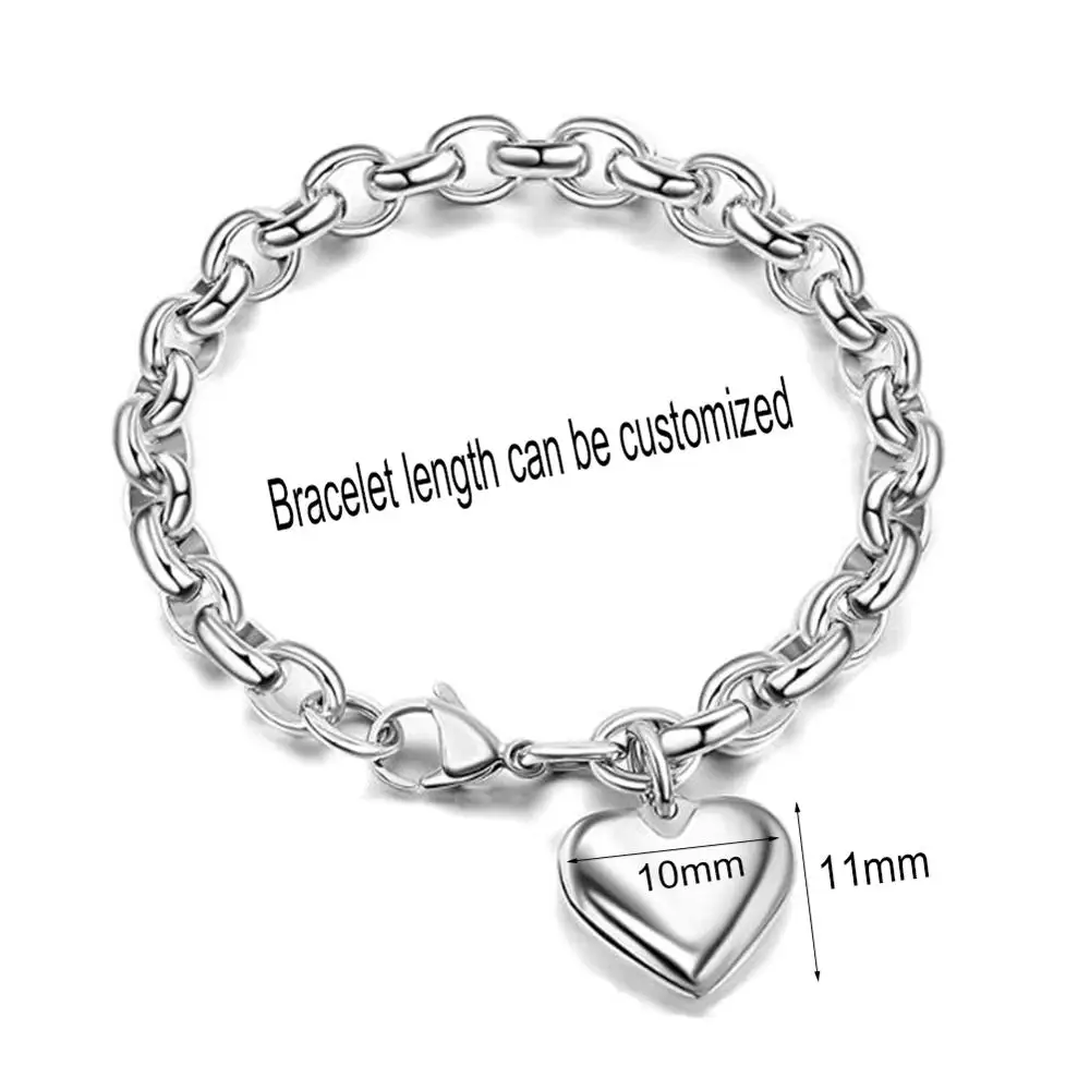 Прямая поставка женский браслет цепочка из нержавеющей стали с сердцем