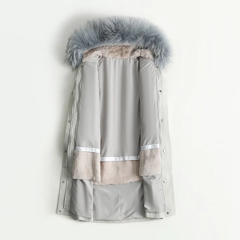 

Cross-Border 2020 Anti-Season Parka Women's Large Raccoon Dog Fur Collar Removable Rex Rabbit Fur Liner Fur Hooded Jacket