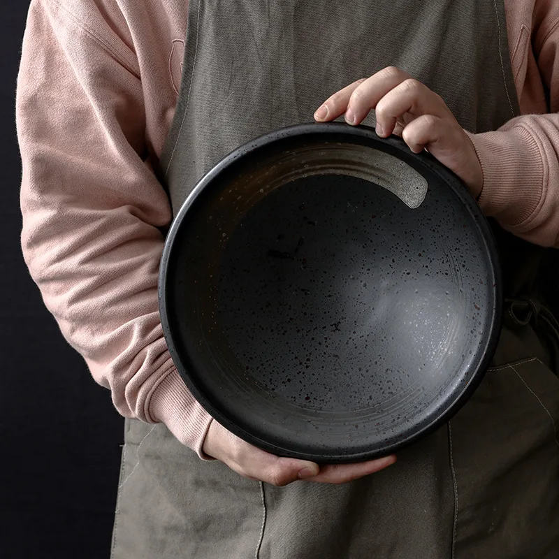 LingAo 2020 новая японская Ретро черная Золотая круглая чаша для салата креативная чаша для губ Отель Ресторан Светильник Роскошная керамическая посуда