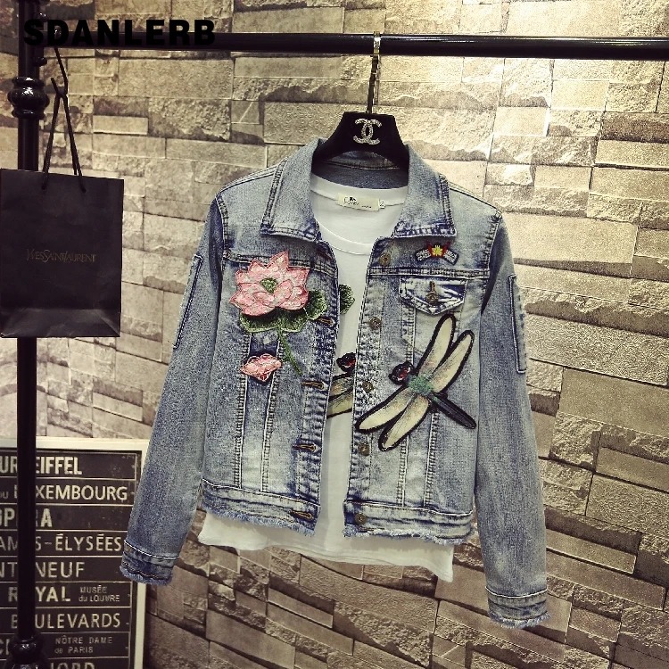Весенне летняя женская джинсовая куртка в европейском стиле Женская приталенная
