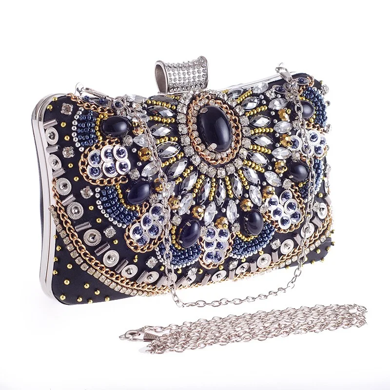 

Clutch Bag 2020 Women's Black Evening Shiny Handbags Bride Wedding Banquet Bag Wedding Dress Accessories Shoulder Black Bag
