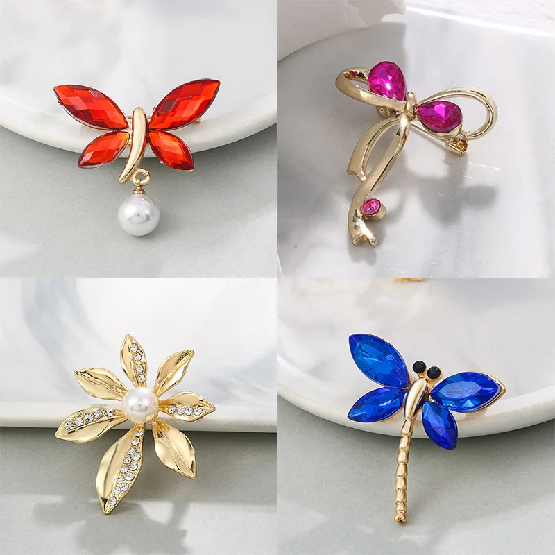 

Jewelry Fashion Jewelry Women's Temperament Collar Pin Light Luxury Pin Simple Dragonfly Brooch Alloy Pearl Pin