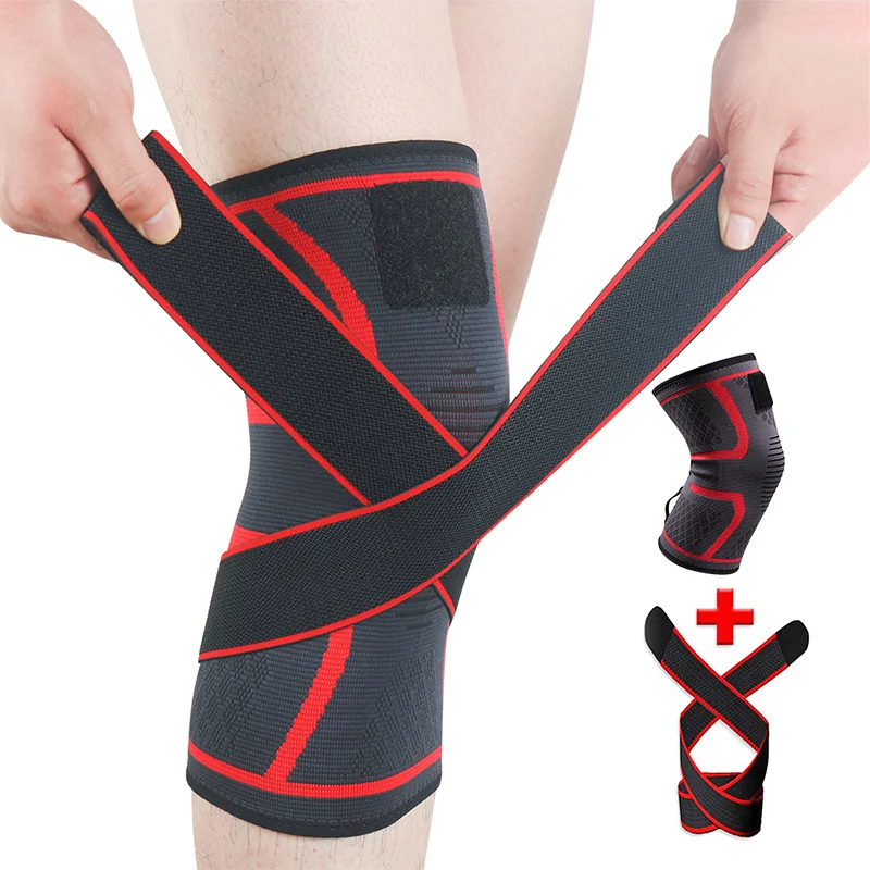 

1PCS Sports Men Pressurized Elastic Knee Pads Support Fitness Gear Basketball Volleyball Brace Protector Crossfit