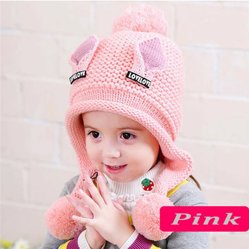 Новое поступление, зимняя детская шапка с помпоном-кисточкой для маленьких мальчиков и девочек, Теплая Шапка-бини, вязаные шапки, Детские повседневные регулируемые теплые шапки