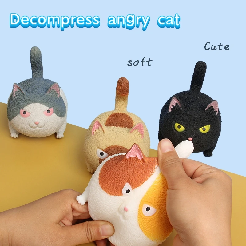 

Сжимайте злого кота, зажимайте и вентиляйте раздражающую кошку, декомпрессионные игрушки для детей без привкуса с милым котом