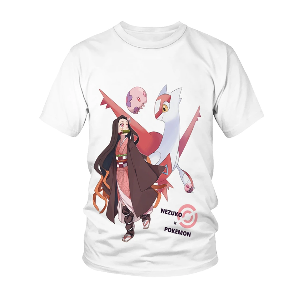 

2021 summer Demon Slayer Tshirt Unisex Japanese Anime lovely Manga Tee Top Short Sleeved T Shirt Couple Outfit Clothing