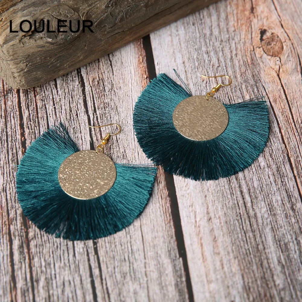 Louleur, красные, розовые, черные Висячие серьги для женщин, длинные серьги с кисточками, большие массивные золотые серьги, бохо, индийские ювелирные изделия, лето