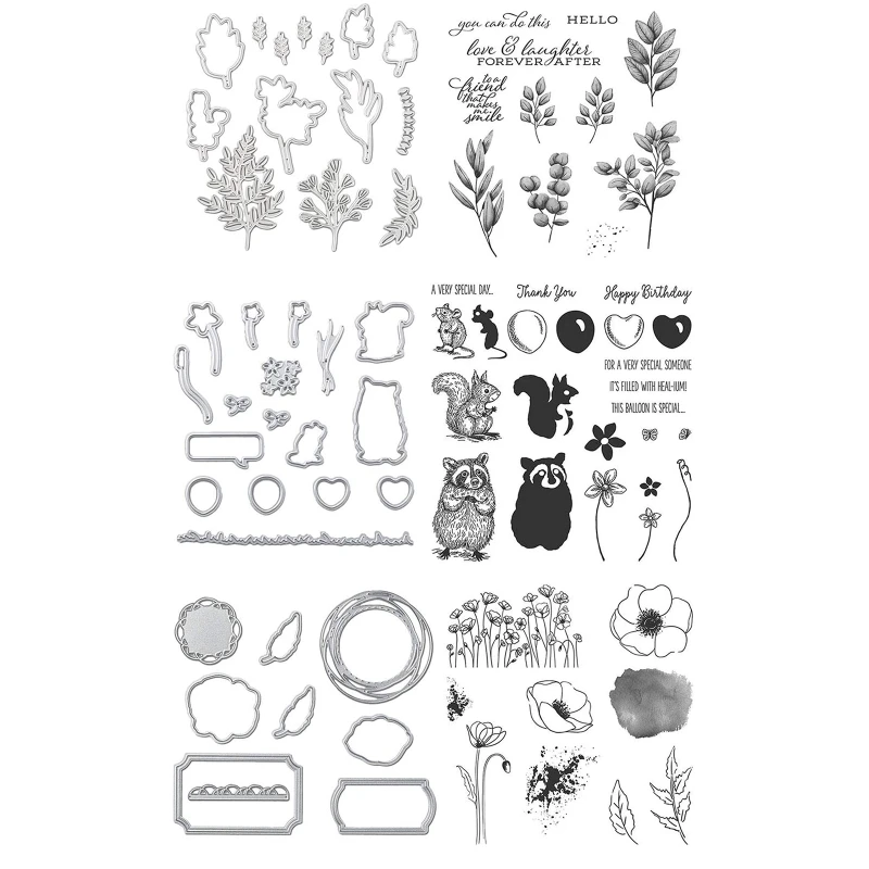

Flower Metal Cutting Dies And Clear Stamp Set For DIY Scrapbooking Photo Album Decoretive Embossing Stencial