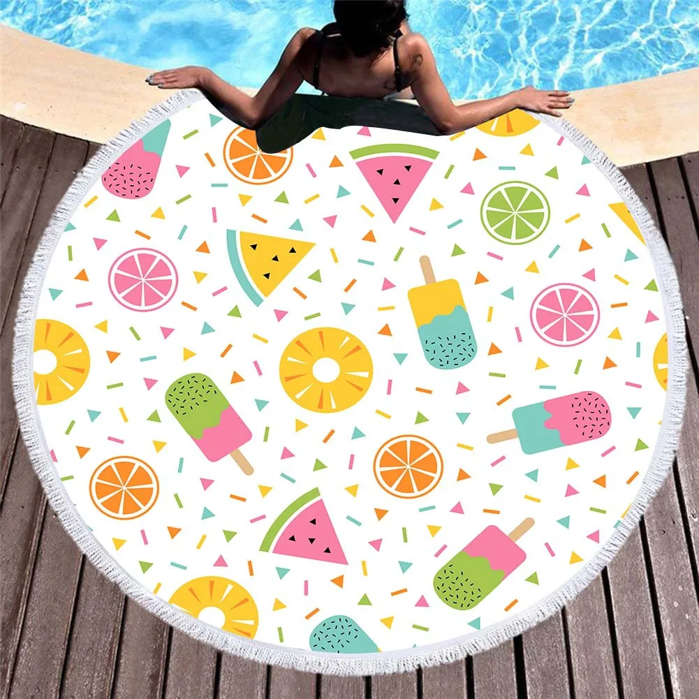 3D цифровая печать пляжное полотенце с бахромой фрукты большие банные полотенца