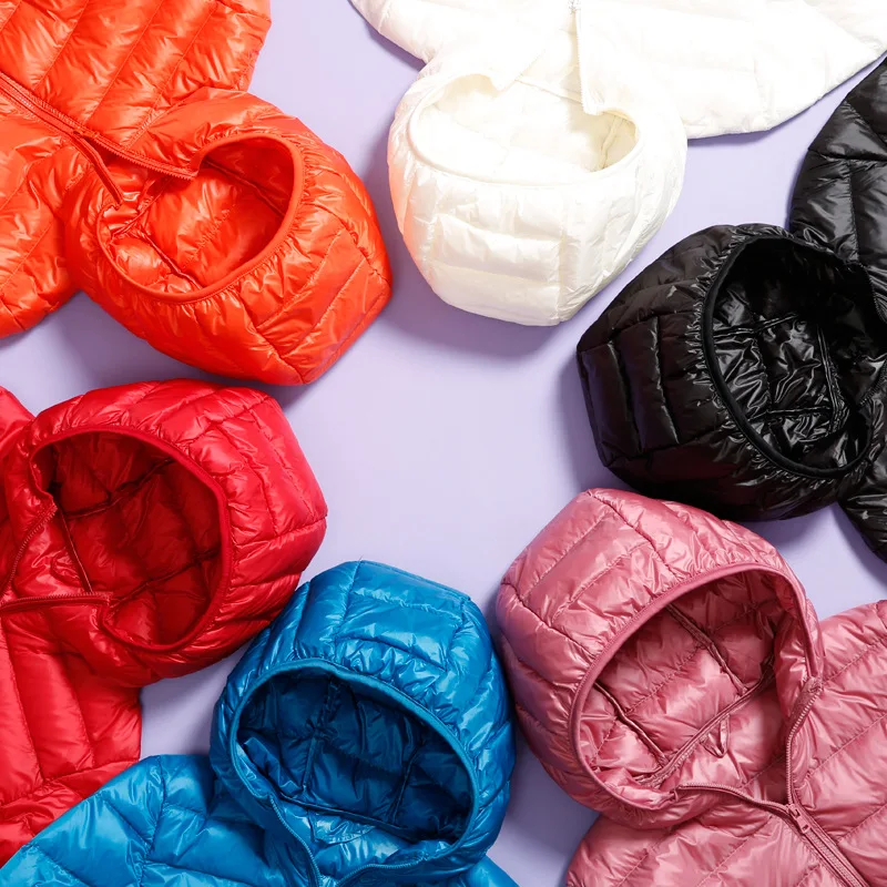 

2019 New Arrived Fashion Female Hooded Coats Jackets Light Thin Style Autumn Winter Womens Slim Overcoat Warm Duck Down S-3XL