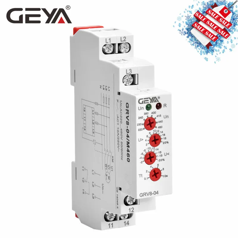 GEYA GRV8-04 трехфазный контроль напряжения реле фазовой последовательности фазовый сбой Защита от перенапряжения