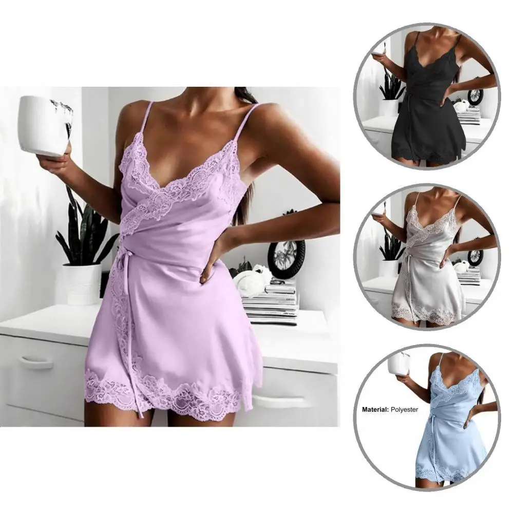 

Гладкая Сексуальная кружевная ночная рубашка на тонких бретельках с цветочным узором ночная рубашка с ремешком для дома