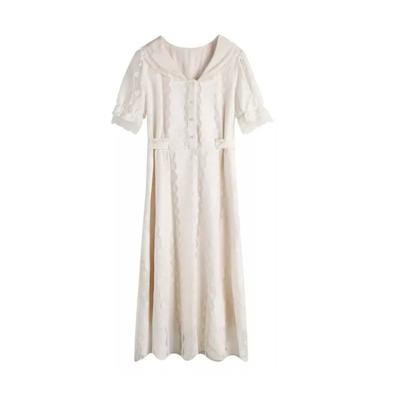 

Menina francesa vestido de fadas feminino novo estilo cintura alta pequeno fresco a-line saia primeiro amor doce fina damasco