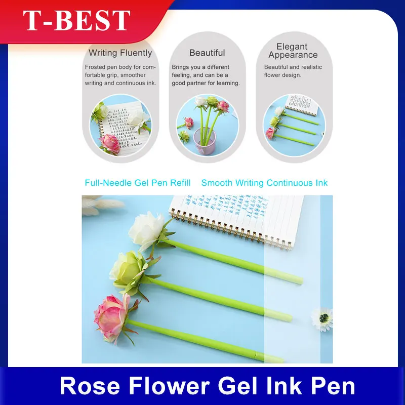 Креативная гелевая ручка с цветком розы украшение для письма 0 5 мм девочек