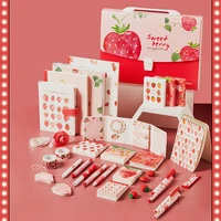 kawaii strawberry meets pp loose leaf and paper tape information booklet small fresh girl heart cute gel pen cute learning set