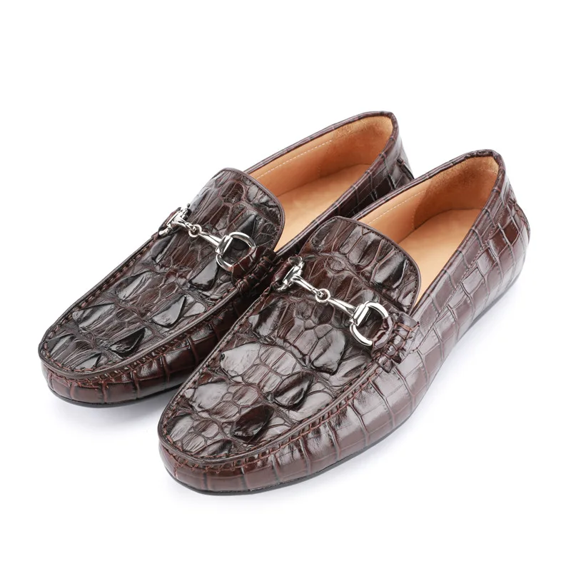 Thailand Crocodile skin loafers on sale luxury men's casual driving shoes slip-on no lace | Обувь