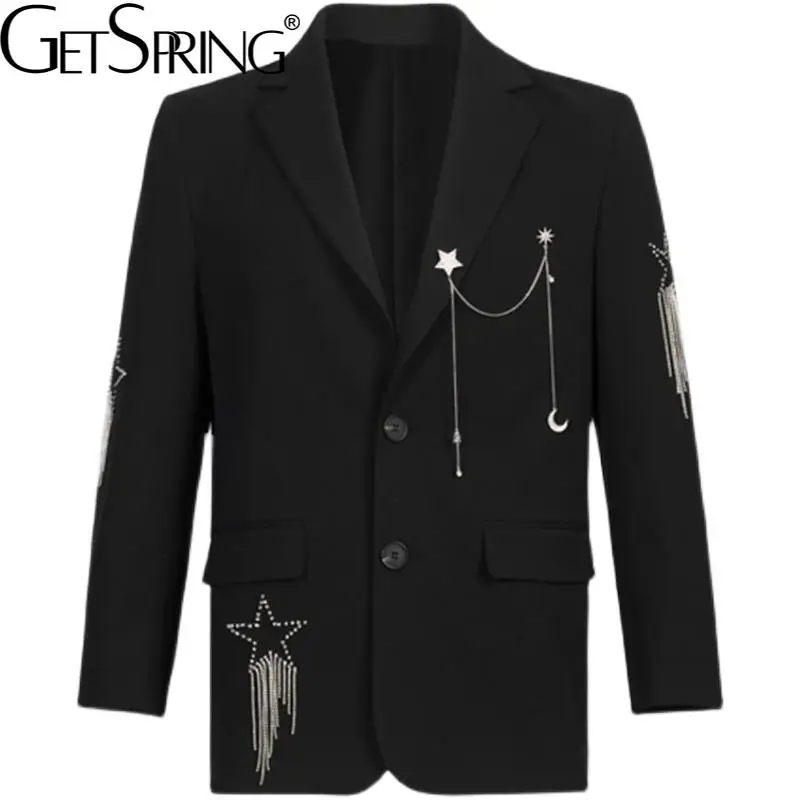 

Getspring Women Blazer Sequins Patchwork Balck Casual Blazers And Jackets Plus Size All Match Retro Suit Coats Spring And Autumn