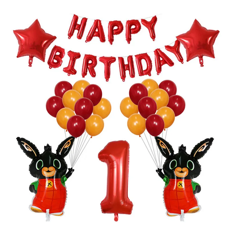 Шары воздушные с цифрами и кроликом 38 шт. | Дом сад