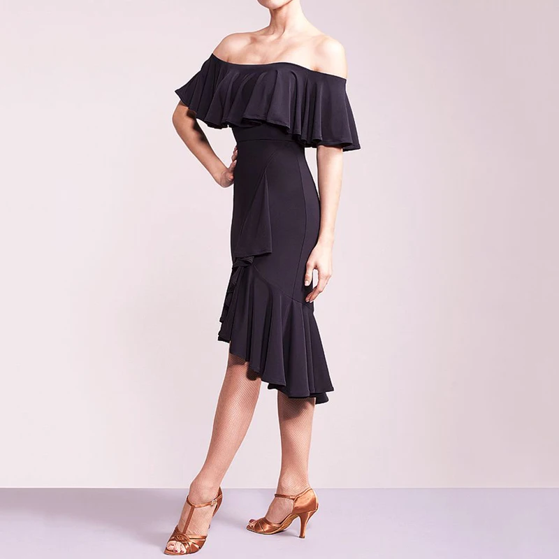 Новая юбка для бальных танцев латиноамериканских женская черная взрослых