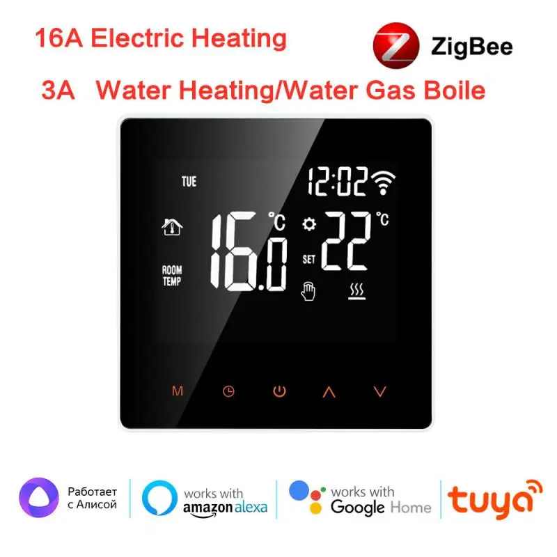 

Термостат для теплого пола Tuya Zigbee, умный, с пультом дистанционного управления, с сенсорным ЖК-дисплеем