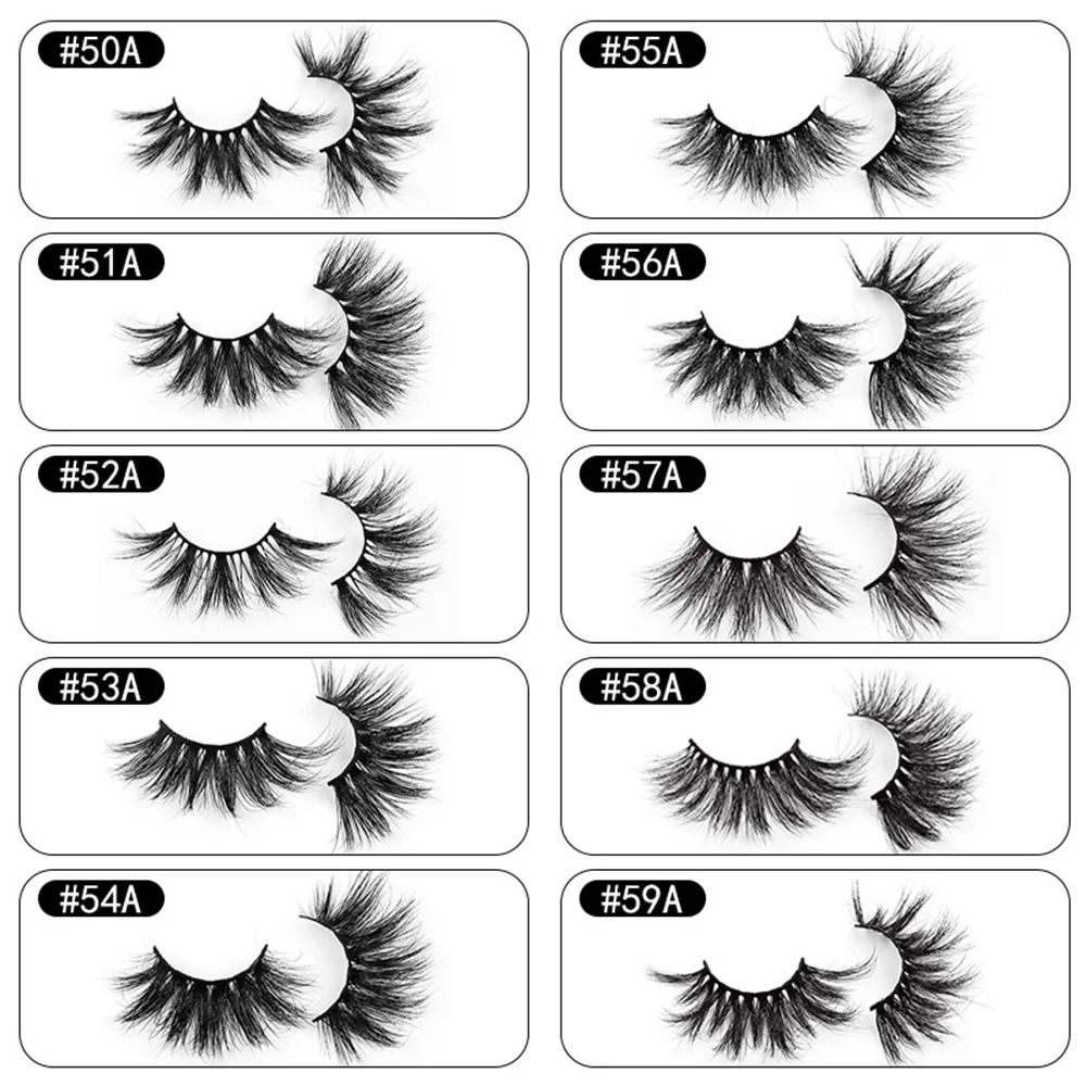 

1Pair 20-25mm Fake Eyelashes 3D Mink Lashes Makeup Long 5D Real Mink Eyelashes In Bulk Thick Fake Lashes Eye Makeup Tool