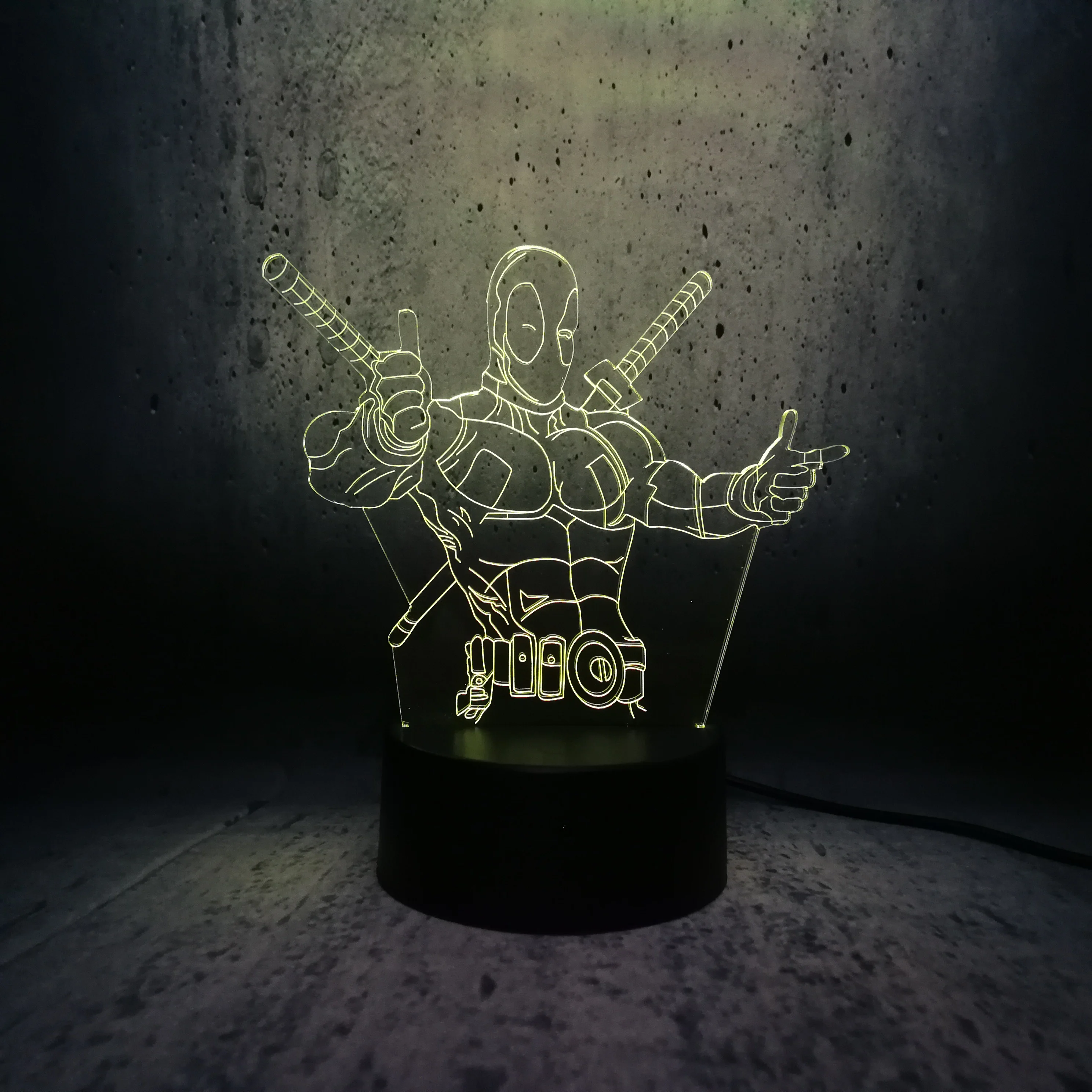Новинка мультяшный Дэдпул 3D LED иллюзия настроение ночник светильник декор для