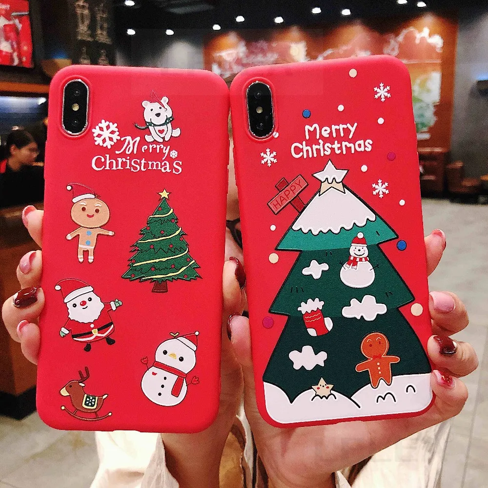 Рождественский мультяшный противоударный чехол для телефона для iPhone 11 чехол XR 7 8 Plus X подарок мягкий чехол для iPhone 11 Pro XS Max 6 6s Plus 5S SE