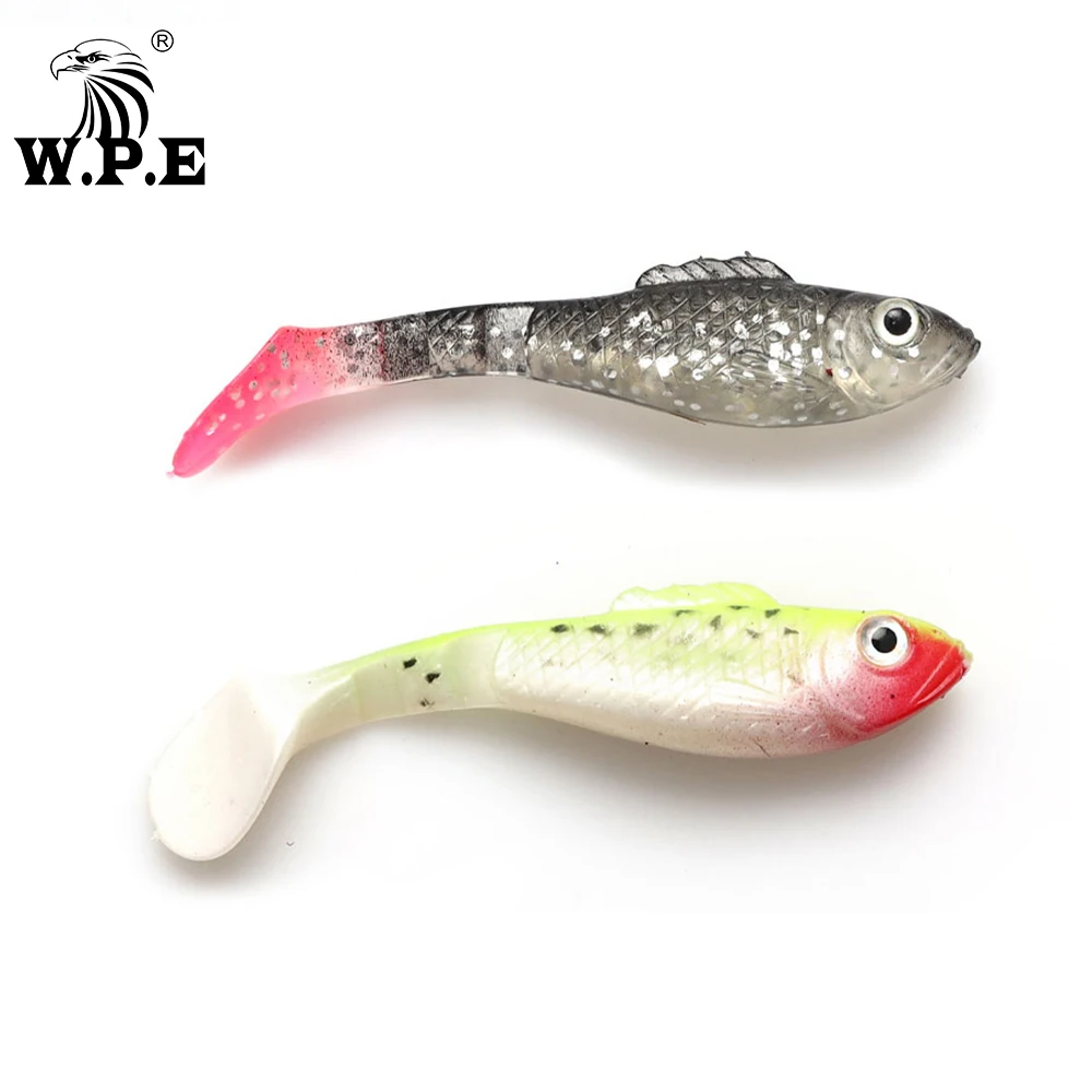 W. P.e 5 шт./упак. 80 мм Мягкая приманка Swimbaits 3D глаза Bionic рыболовная мягкая