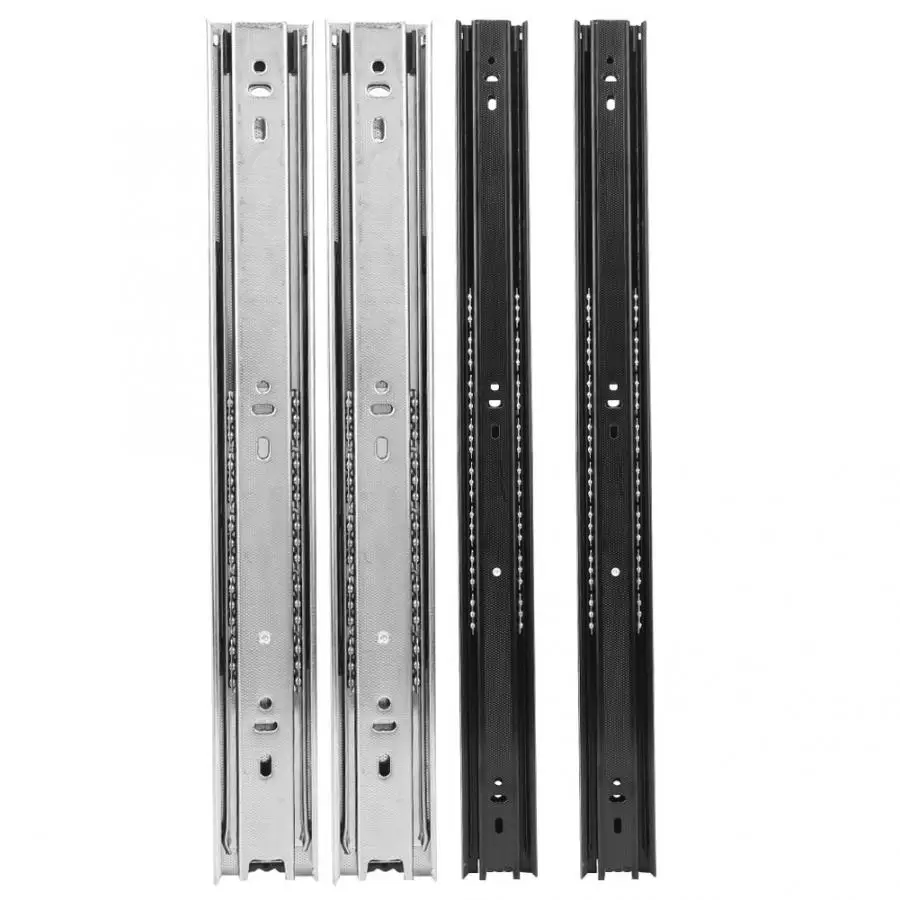 2Pcs 14in Drawer Slide Telescopic 3 Section Cold Rolled Steel for Mobile Cabinet White/Black sliding mechanism door fittings |