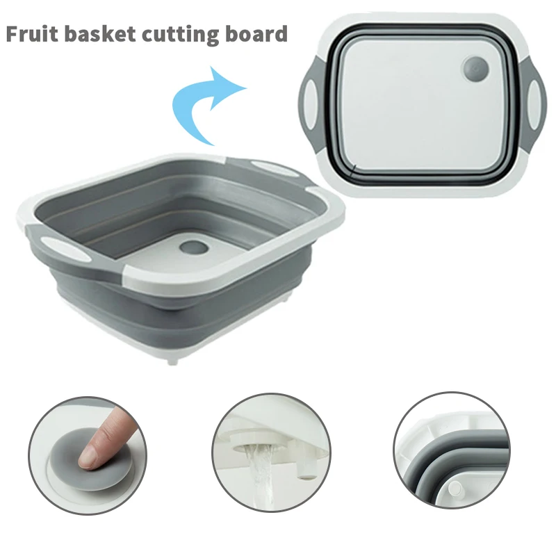 Складная разделочная доска корзина для мытье овощей и фруктов силиконовые
