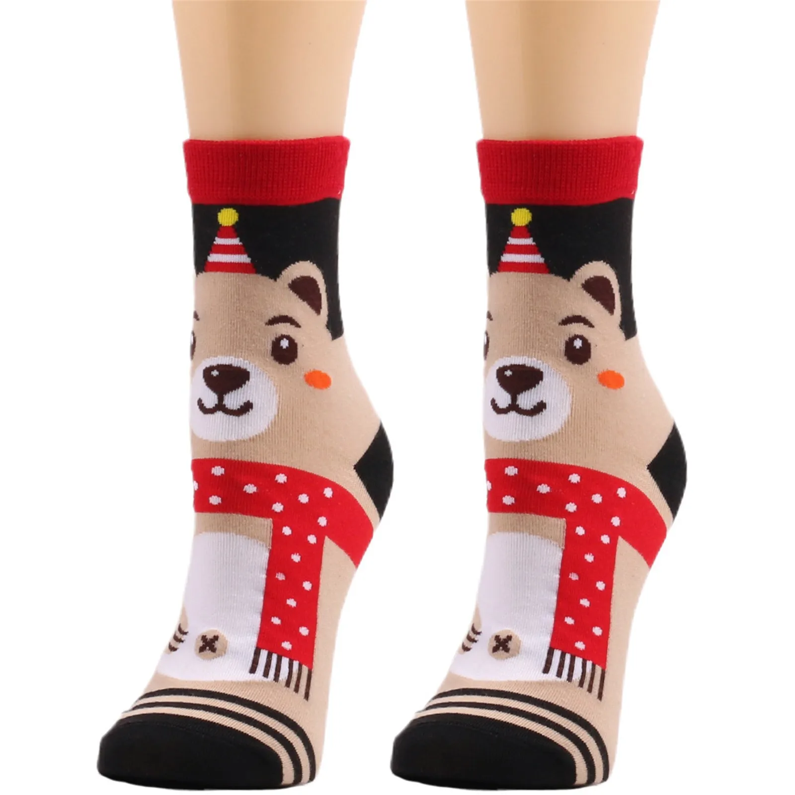 New Funny Socks Women's Winter Christmas Cute Plush Ear Cartoon Animal Print Super Soft Warm Cotton Female Ankle | Женская одежда